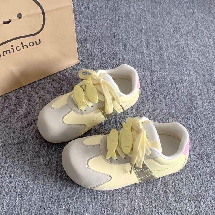 Dopamine niche original yellow thick baseplate shoes women's 2025 spring new mango head retro German training shoes women's