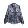 24 Spring New Simple Style Women's Clothing Casual Loose Patchwork Print Silk Satin Texture Shirt 2298073 330