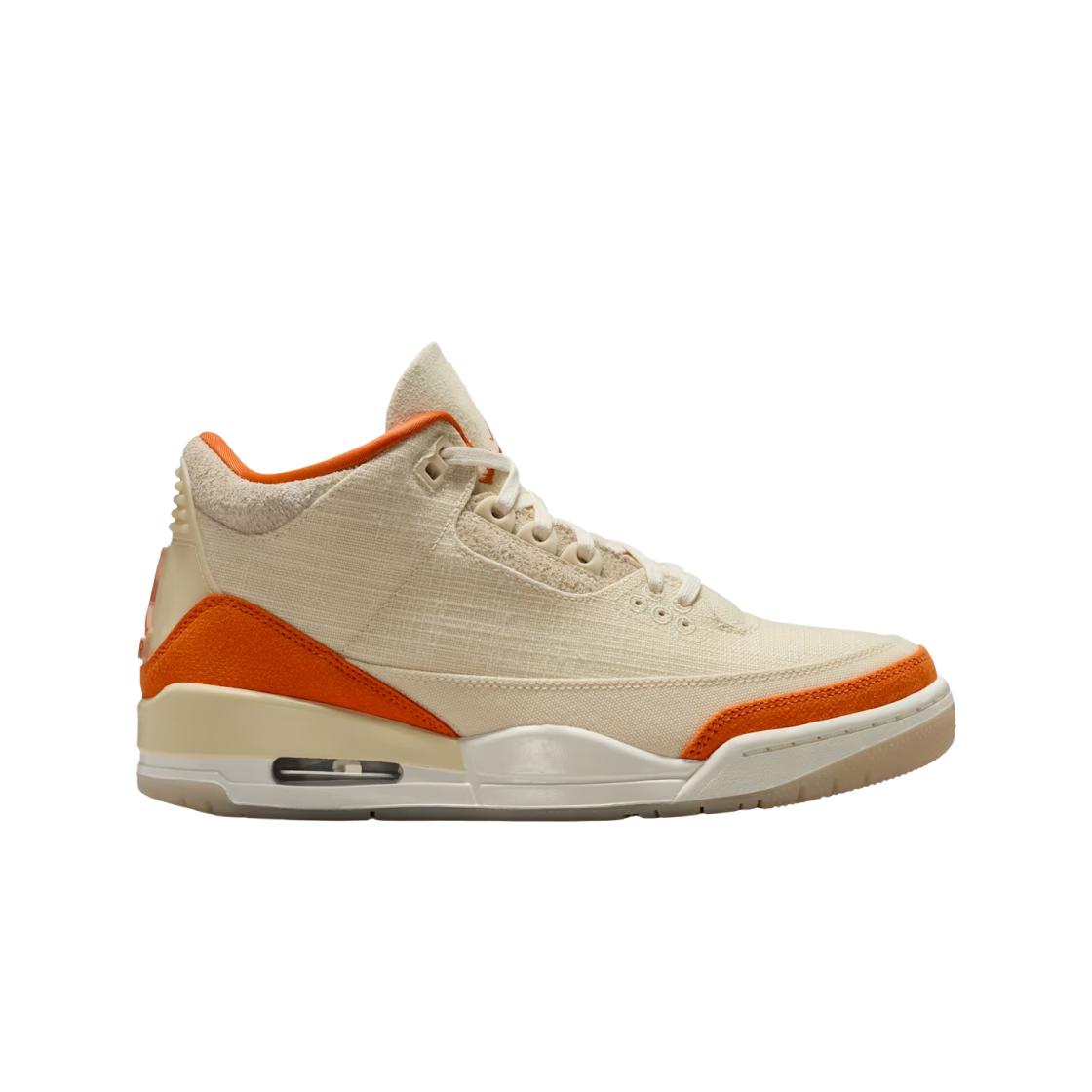 Jordan Women's Cream Air 3 Retro Tex Starfish Sneakers Fossil Sail Ih7694-200 Cm