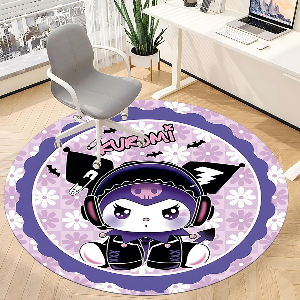 1pc Gothic Kitty Chair Carpet for Office Non-Slip, Soft & Comfortable, Carpet for Office, Gaming, Lightweight Round Floor Mat yy251021038