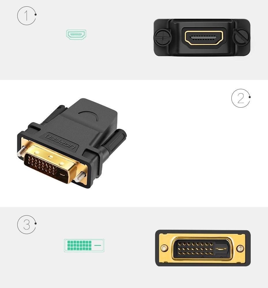 Ugreen Hdmi Adapter (Female) - Dvi 24+1 (Male) Fhd 60Hz Black (20124)