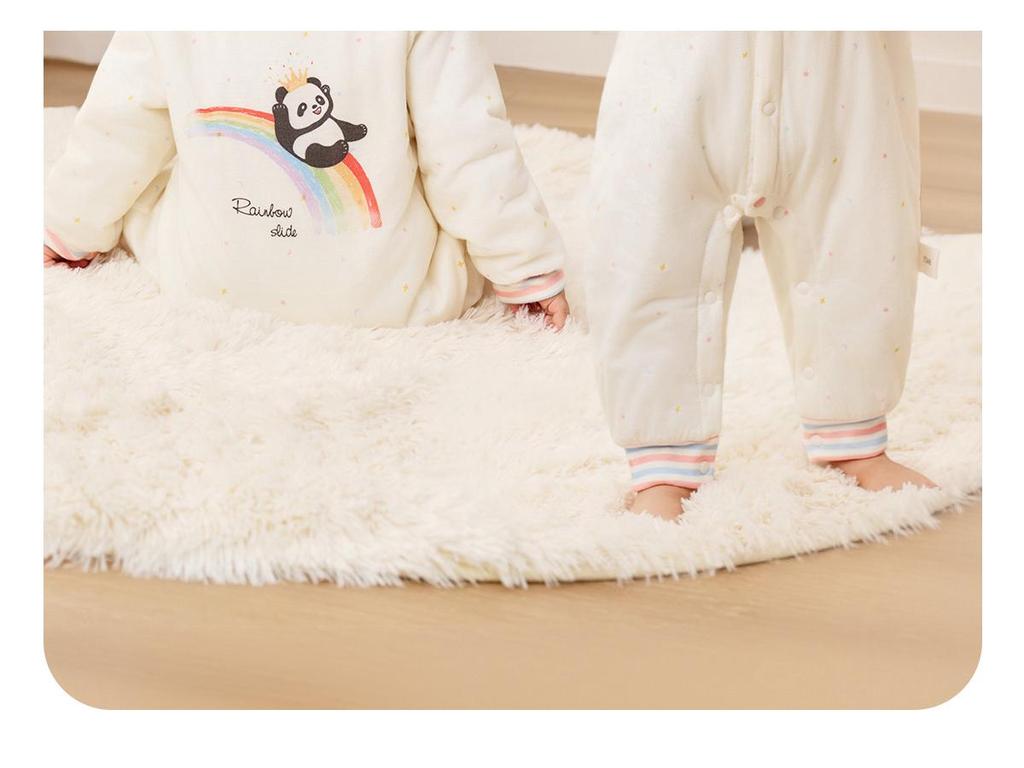 Jingqi Baby Quilted Snap-Front Romper - Autumn/Winter, Thin & Warm for Newborns