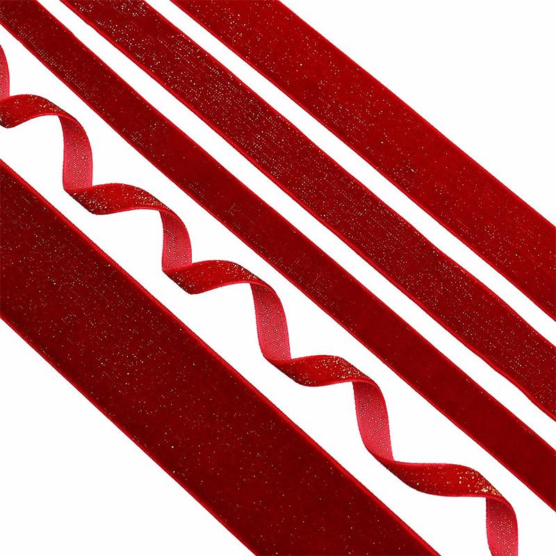 10Yards Christmas Velvet Ribbon New Year Red Festival Ribbon Bow Garland Gift Box Package Ribbon Festival Scene 10/16/20/25/38Mm