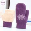 Women's Fleece-Lined Knitted Wool Christmas Gloves - Full-Finger, Double-Layer, Cold-Proof Mittens