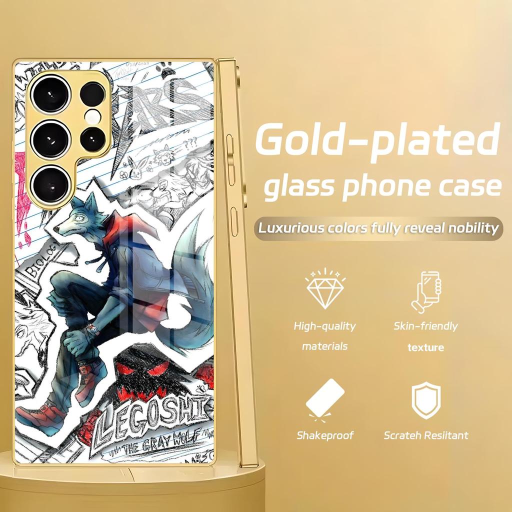 BEASTARS Phone Case For Samsung S26 S25 S24 S23 S22 S21 Plus Ultra Note20 Electroplated glass Phone Case