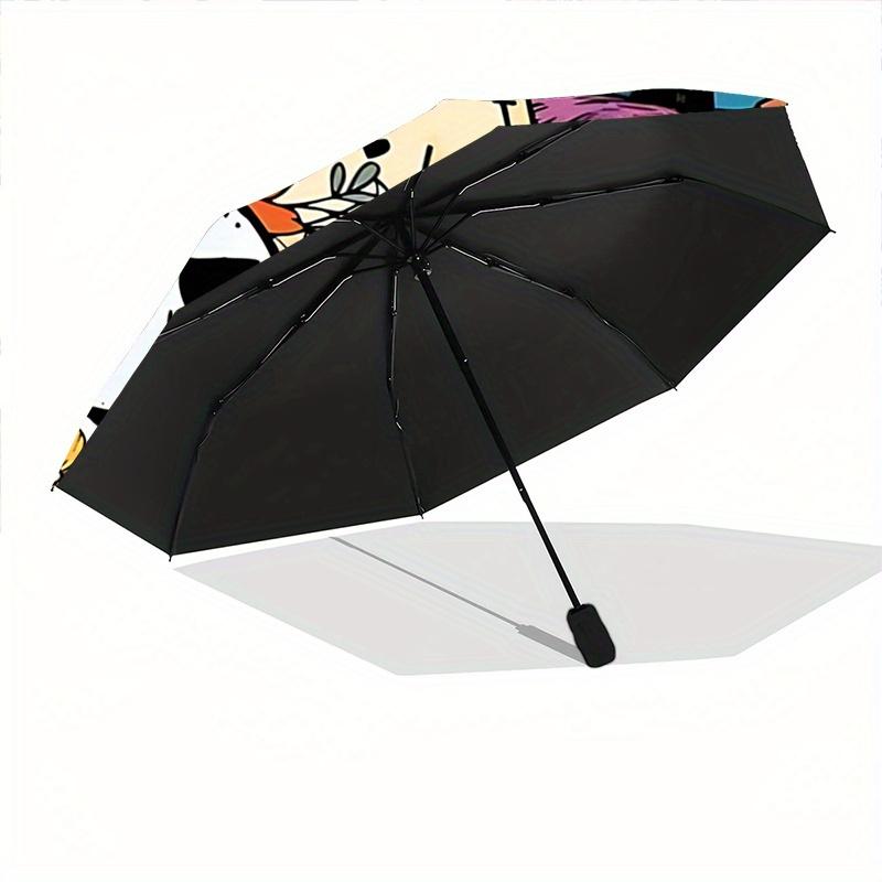 1pc Jack and Friends Pattern Automatic Umbrella is Fashionable and Good-Looking, a Portable 3-Fold Umbrella, Suitable for Travel and Daily U