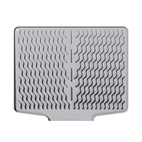 Silicone Drain Mat Nordic Style Heat-Resistant Rectangular Shape Sloped Design Non-slip Dish Drying Mat Kitchen Accessory