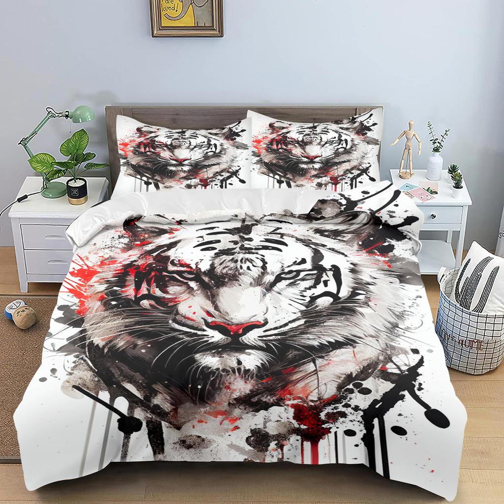 Tiger Cartoon Duvet Cover 3-Piece Set Printed Home Co-Branded Mattress Bedding Sets For A Fun Sleep Experience