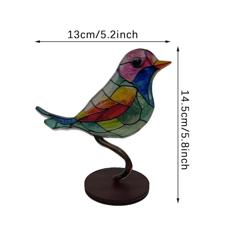 2/3/5pcs Stained Acrylic Birds Branch Desktop Ornaments, Double Sided Multicolor Style Craft Statue Ornaments Desktop Decoration