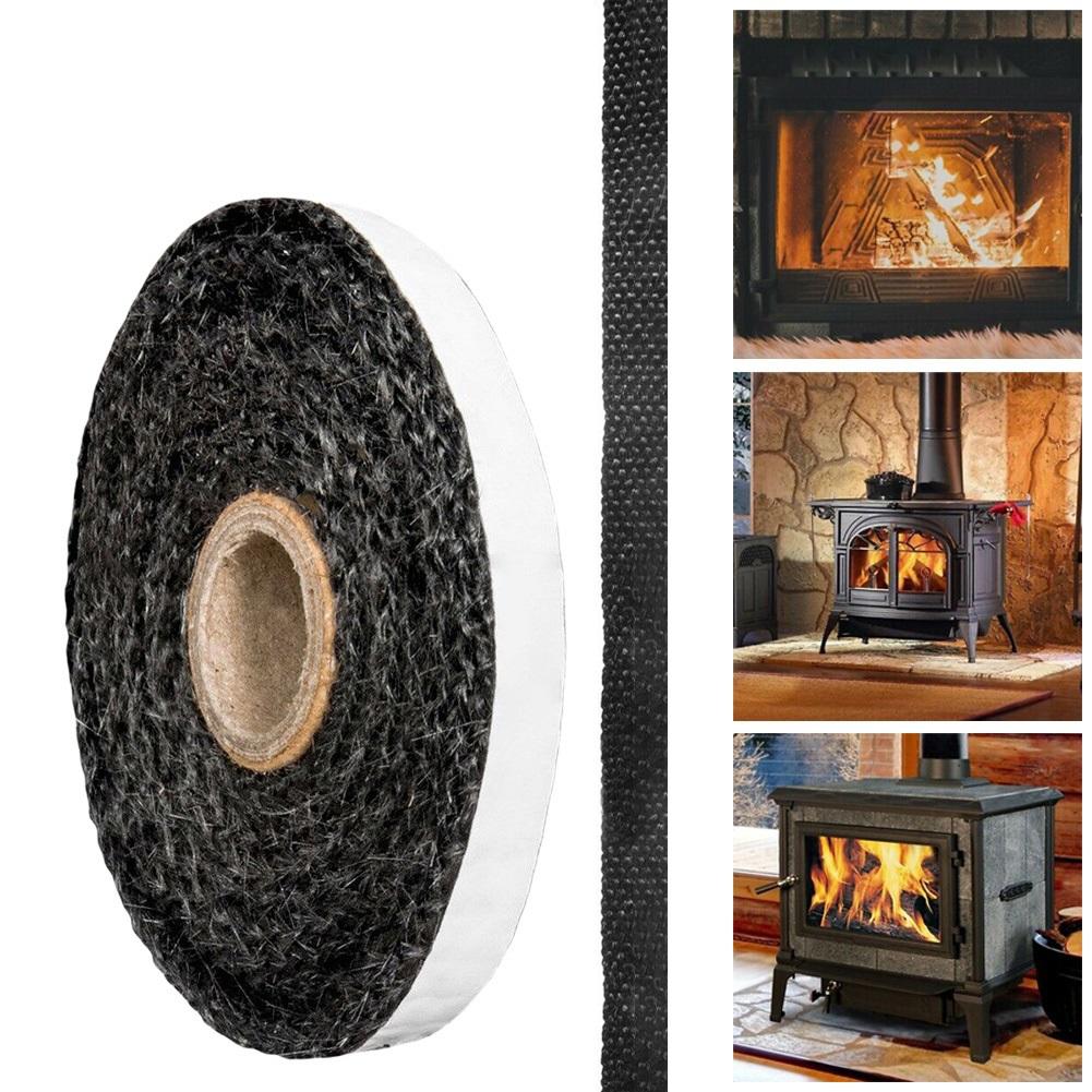 Fireplace Sealing Rope Stove Sealing Strip Black Chimney Door Seals Fiberglass Fireplace Stove Fire Tape Length 300cm Wide10mm