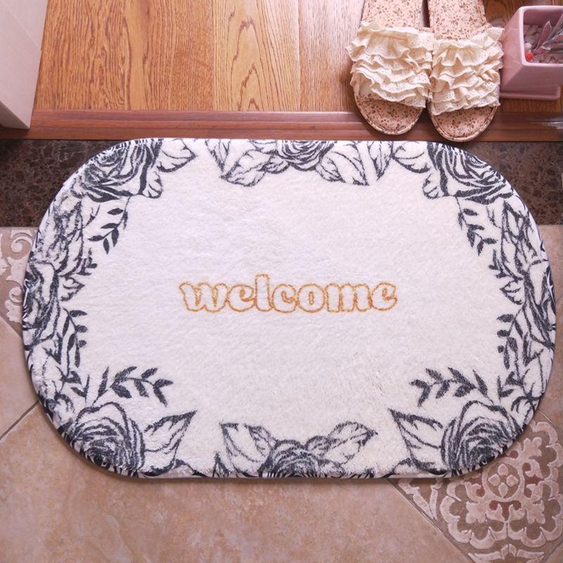 Shaggy Nordic Entrance Doormat Indoor Bathroom Absorbent Floor Mats Bedroom Carpet Rugs Rose Printed Anti Slip Hallway Door Mat