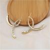 Korean Style Flash Drill Earrings Geometric Curved Cross Fish Tail Earrings Versatile Fashion Accessories