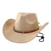 New big edge suede warped edge western cowboy hat men's and women's outdoor curled brim ethnic style top hat felt hat travel