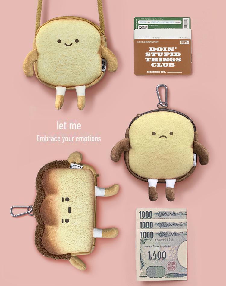 Creative Cartoon Toast Bread Crossbody Bag – Cute & Casual Shoulder Coin Purse for Students