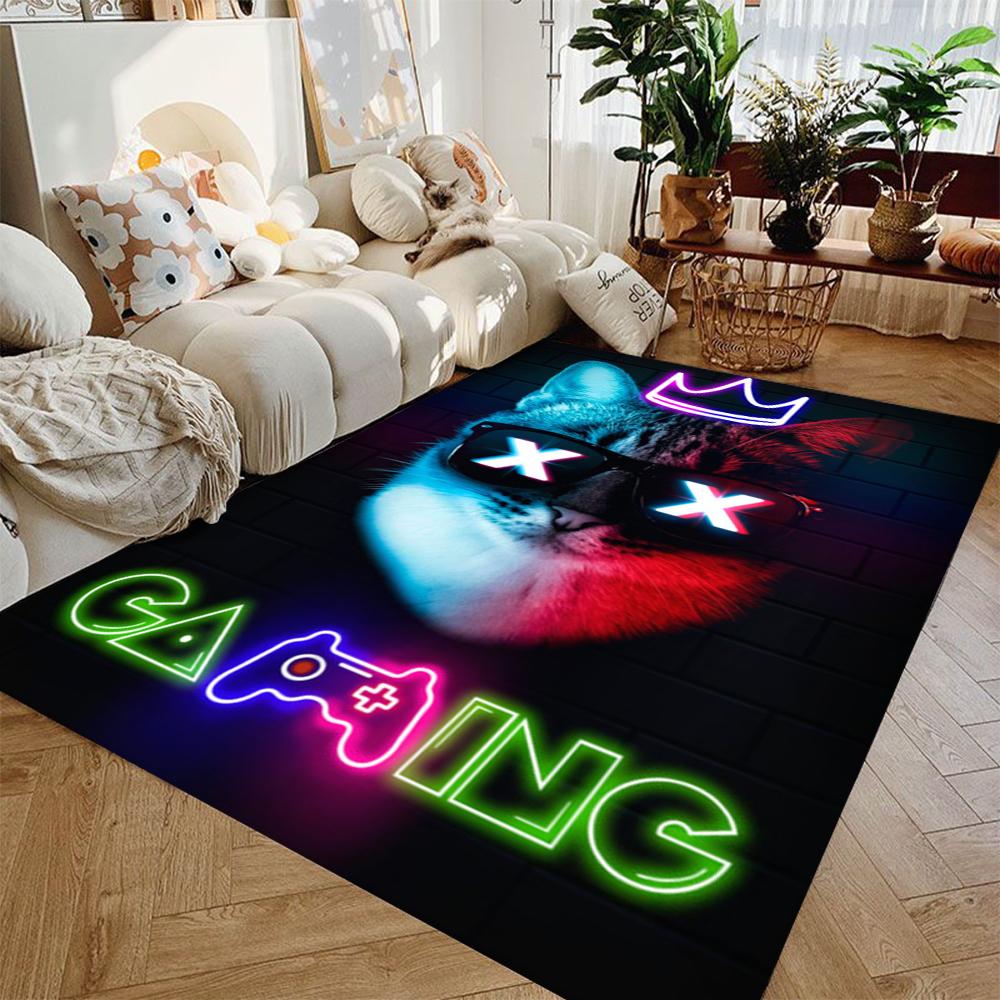 Gaming Rug for Boys Room Gamer Rugs with Controller Design Carpet for Game Room Bedroom Decor Non-slip Machine Washab Doormat