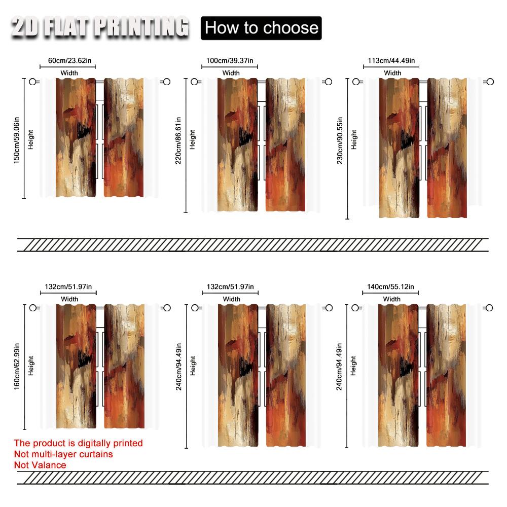 Set Of 2 Artistic Abstract Rust Curtains Decorative Art Suitable Bedroom Living Room Design Curtain Polyester Machine Washable Ideal For Great