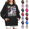 Women's Fashion Casual Long Sleeved Round Neck Letter Printing Loose Plush Pullover With Rope Hoodie
