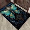 Blue Butterfly with Intricate Patterns Rug Elegant Nature-Inspired Design for Living Areas Decorative Mat Skid resistant carpet