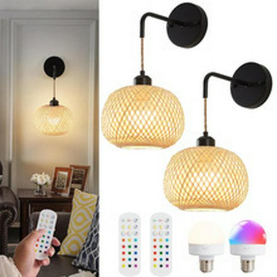 Bamboo Woven Charging Wall Lamp - Bohemian Style for Living Room, Corridor, Bedroom, or Bedside