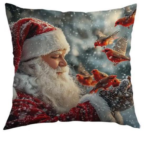 

Рождественская полиэстеровая наволочка Рождественское праздничное торжество Санта Клаус Пейзаж Праздничный стиль 45*45cm