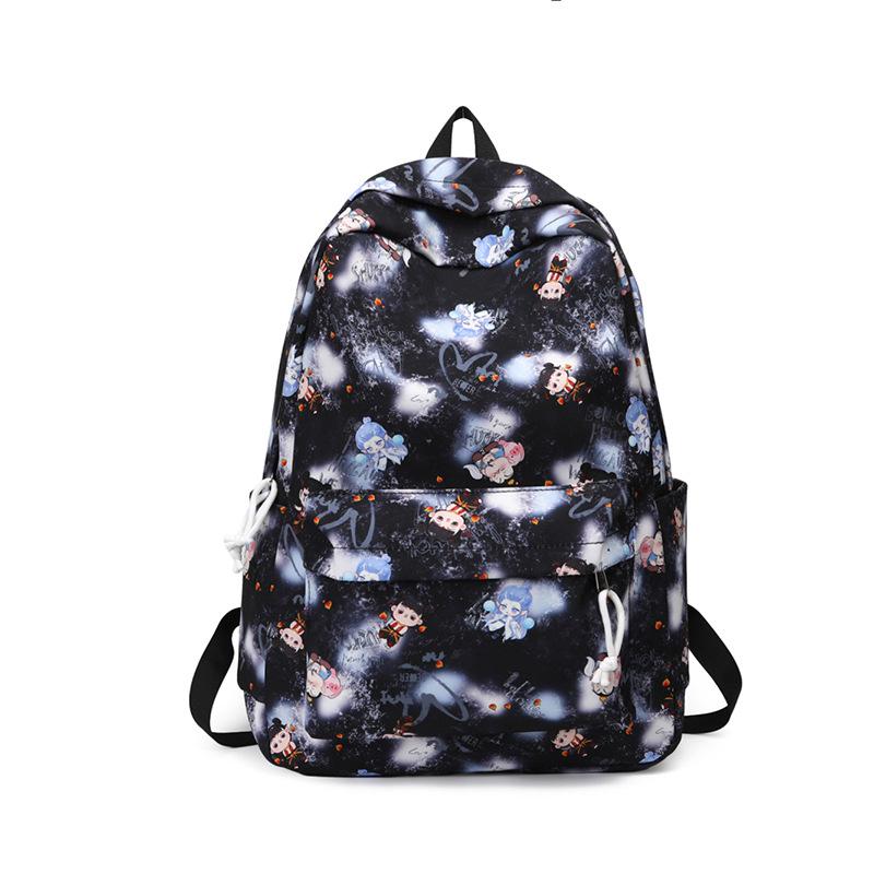 

Campus cute trend niche versatile schoolbag printing graffiti primary and secondary school students lightweight casual cartoon backpack batch чорний