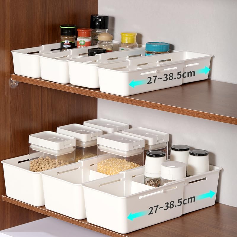 Qiix Expandable Storage Set of Drawer Adjustable Adjustable Storage Organizing Small Item Cutlery Stationery Box, 2, Storage, Length, Sorting, Case,