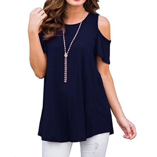 Loose Blouse Shirts Solid Basic Tee 