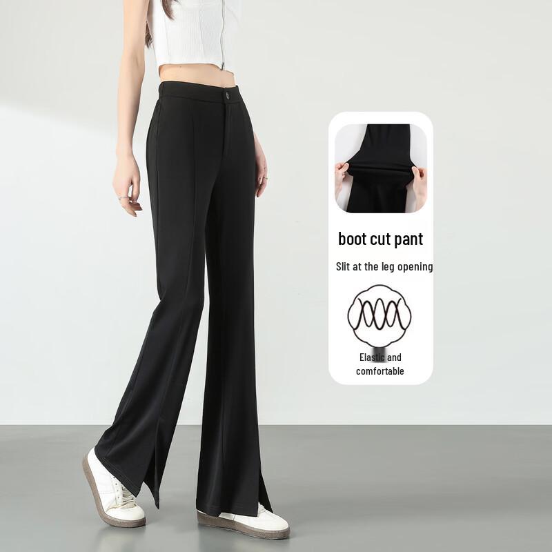 HSTYLE Women s Cropped Flare Stretch Slit Pants S