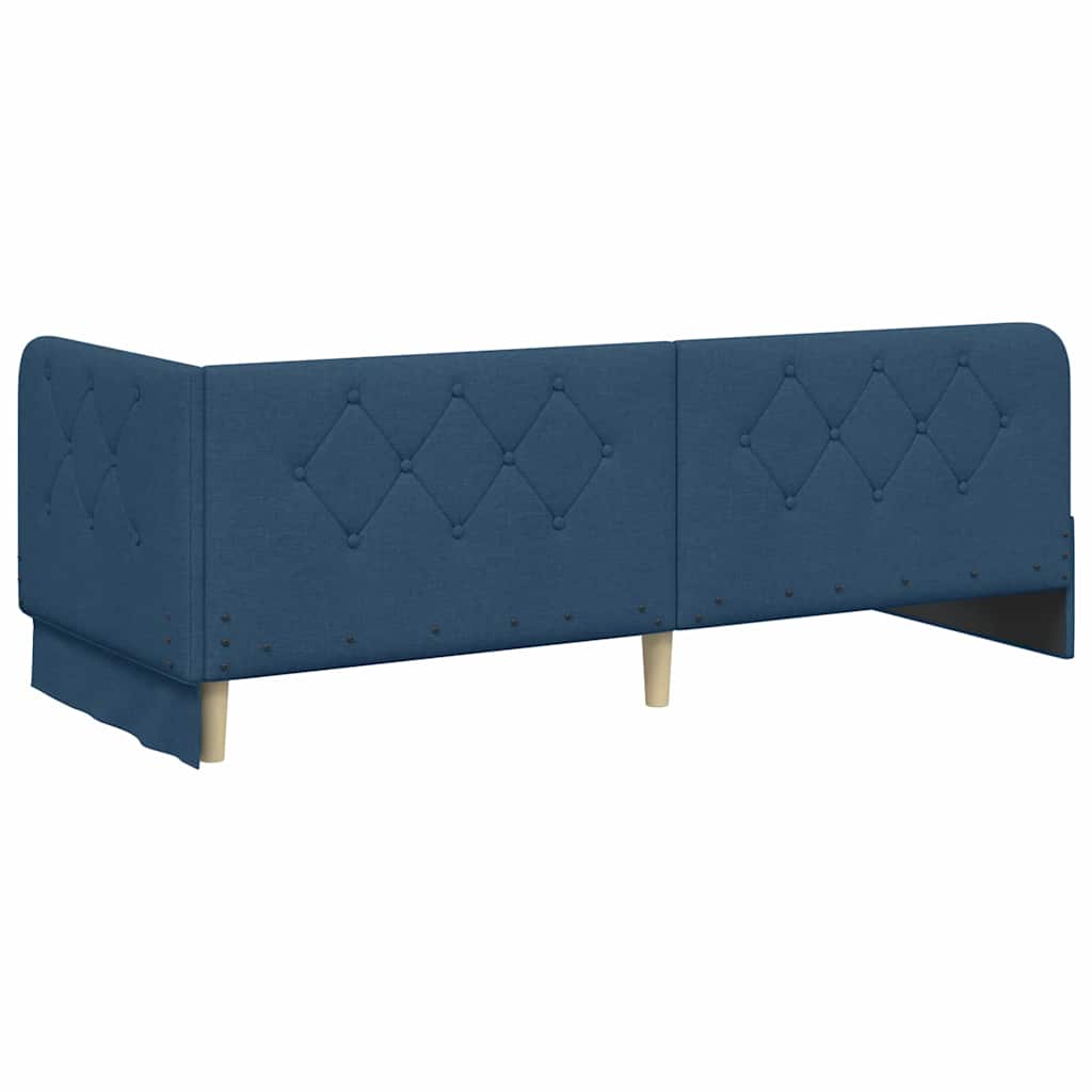 Corner Bed Frame Blue 80 X 200 Cm Fabric