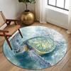 Sea Turtle Carpet Underwater World Coral Starfish Pattern Print Rug Ocean Lover Home Decor Kids Room Circle Non-Slip Floormat