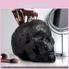 Artistic Black Skull Brush Holder Resin Accent For Halloween Inspired Home Office Decor