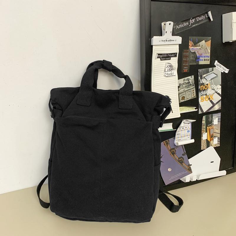 Plátěný jednobarevný studentský školní batoh Pánský velkokapacitní cestovní batoh