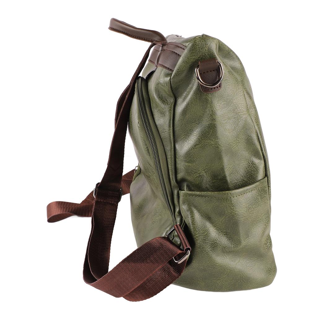 Women Travel Backpack Anti Theft PU Leather Backpack Women Casual Daypacks Travel Hiking Backpack Green