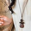 Adjustable Rope Wooden Sweater Chain Hollow Heart Long Chain Resin Necklace Banquet