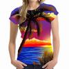 Cool and Fun Street Trendy T-shirts Fashionable 3D Palm Tree Printed Women's T-shirts