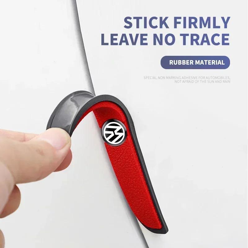 4pcs Rubber Bumper Strip Car Door Anti-Collision Emblem Sticker For VW GTI Polo Golf Passat Tiguan Arteon Touareg Taigo Caddy Zw7