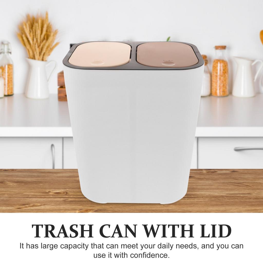 Pokrywa kosza na śmieci Design Śmieci Cukierki Papierki po cukierkach Pojemnik Kuchnia Recykling Odpady Pojemniki do recyklingu na 2 przegrody Plastikowy Podwójny