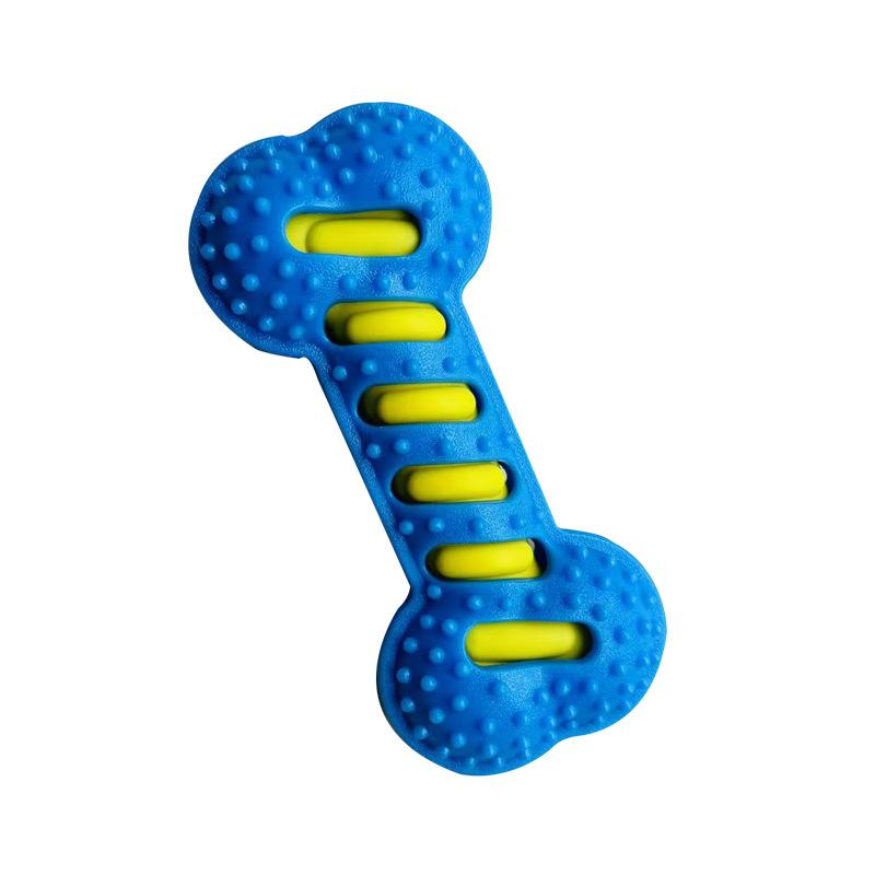 

Dog Chew Toy Squeaky Bones Bite-resistant Training Puppy Toy Teeth Cleaning Interactive Massage Toothbrush Dog Toy синий