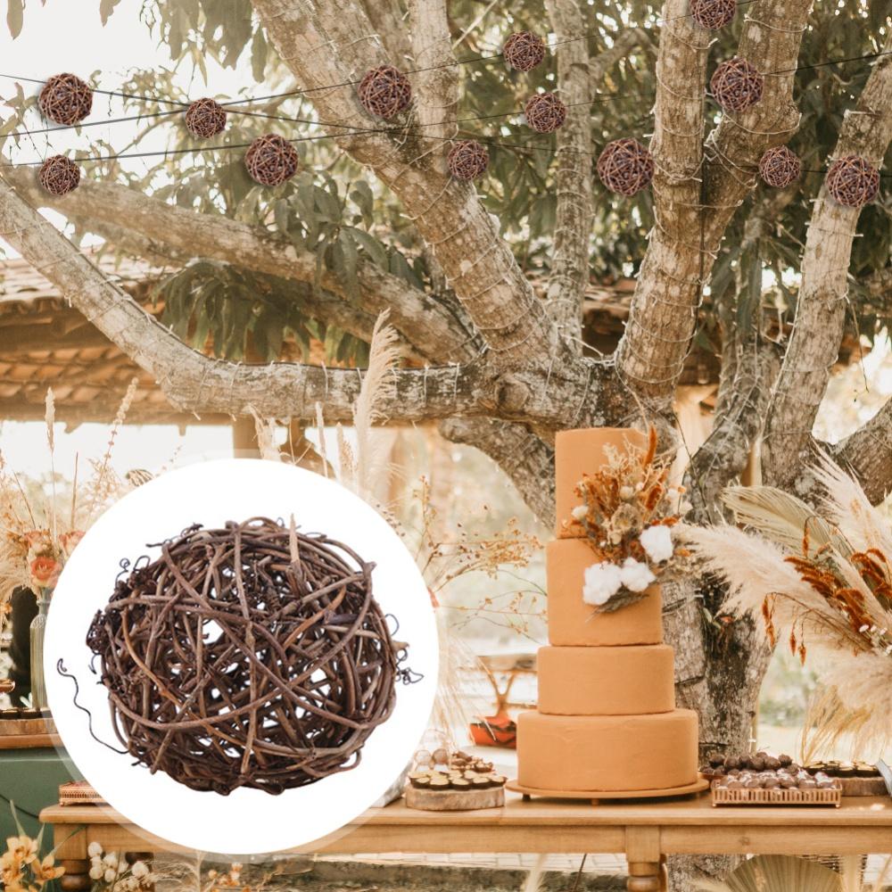 8/10/12/20CM Wicker Rattan Balls DIY Handmade Weaving Ball Christmas Hanging Floral Ball Decoration Decorative Xmas Tree Pendant