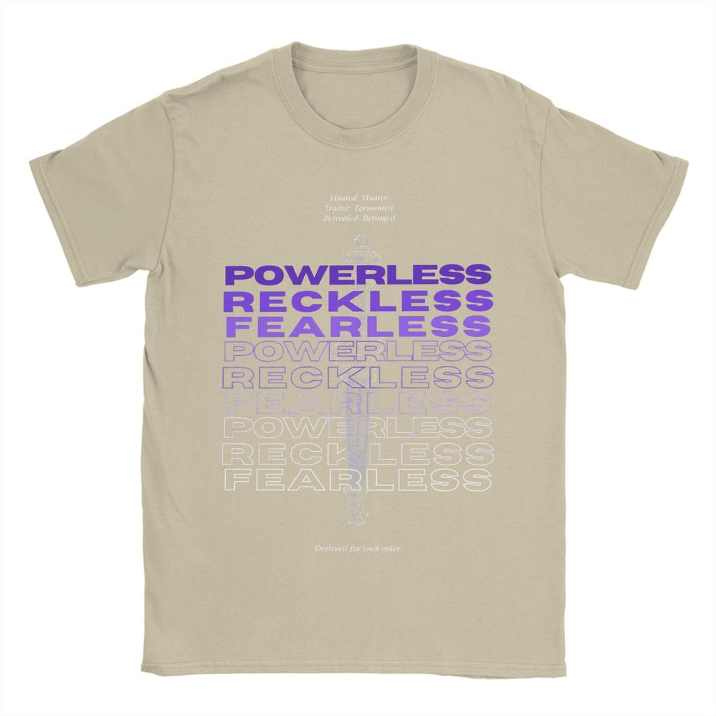 Unique Powerless Reckless Fearless  TShirts for Men Crew Neck 100 Cotton T Shirt Kai Azer Short Sleeve Tees Plus Size Tops