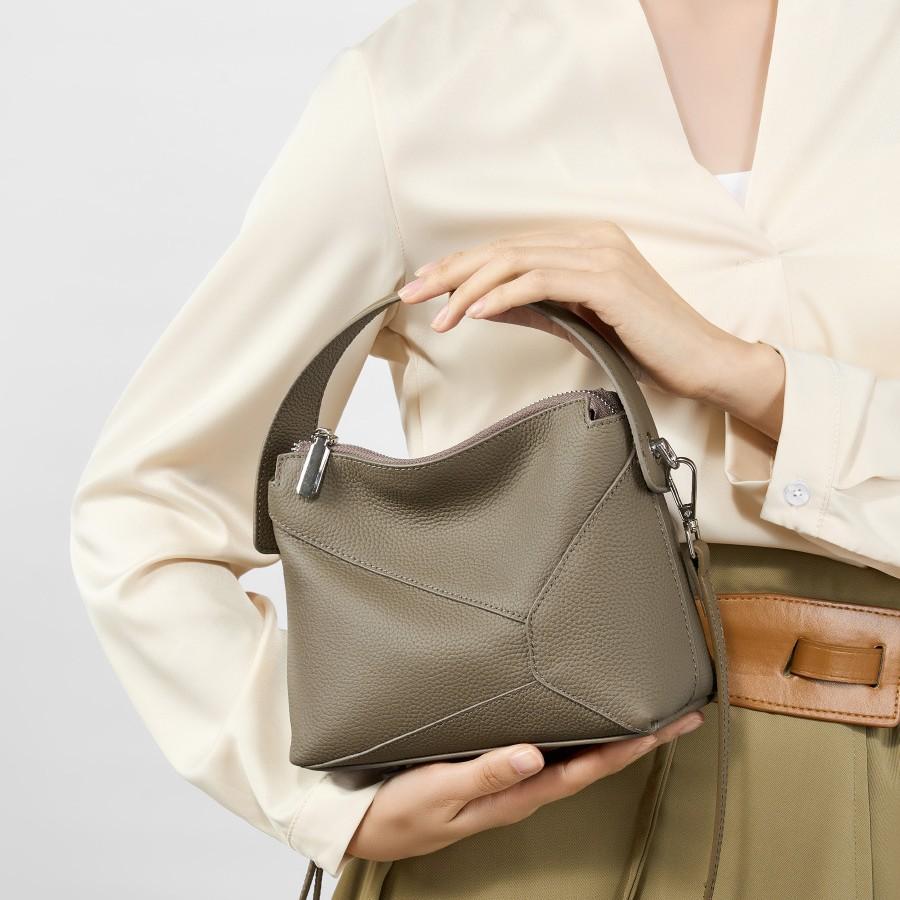 

New Cowhide Pillow Bag Versatile Geometric Bag Shoulder Crossbody Women s Bag Handbag
