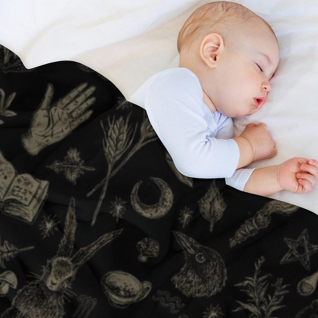 Just Witch Things (black and Beige) Throw Blanket Heavy To Sleep Warm for Winter Plush Bed Blankets