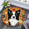 Border Collie Runder Teppich, Teppich für Wohnzimmer Schlafzimmer Sofa Spielzimmer Dekoration, Rutschfeste Bodenmatte