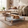 Dog Cot Breathable Cat Elevated Bed Wooden Frame Removable Cat Hammock Moisture-proof Canvas Dog Sofa Bed Outdoor Camp