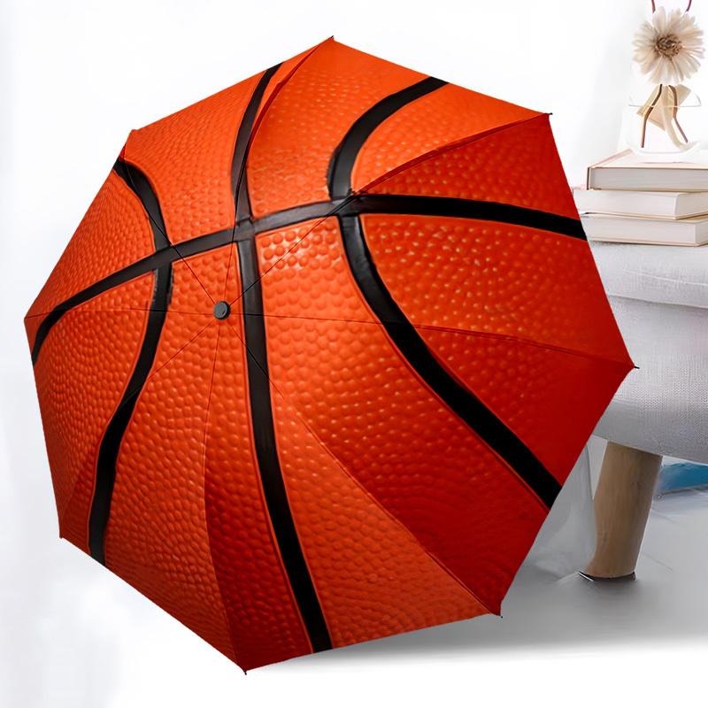 1 Stück Basketball Sport Automatisches Öffnen/Schließen Regenschirm mit Faltfunktion Kompakter Reise Regenschirm, Leichtes Design, für den Weg zur Arbeit015