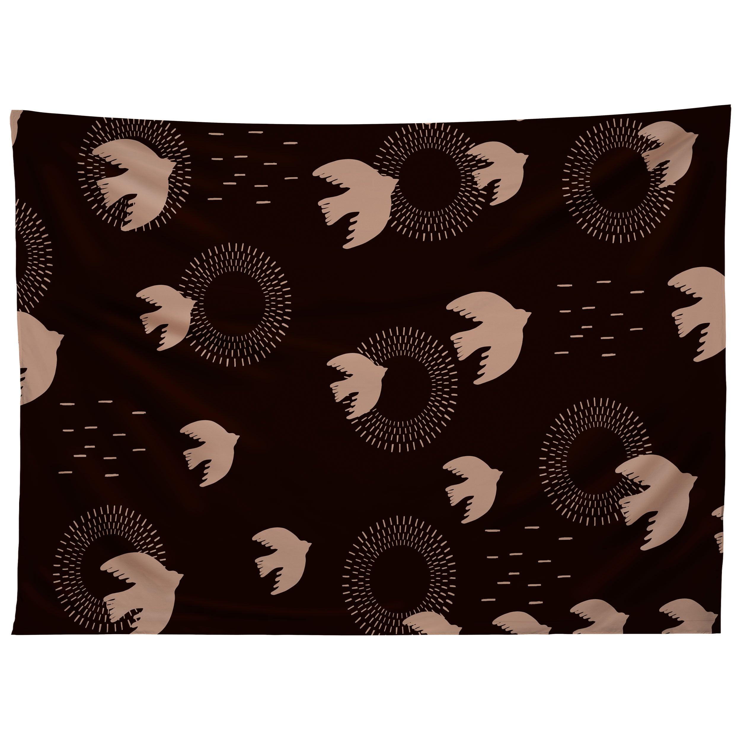 ESPRESSO CARAMEL BOHO BIRDS tapestry 75x100 чёрный