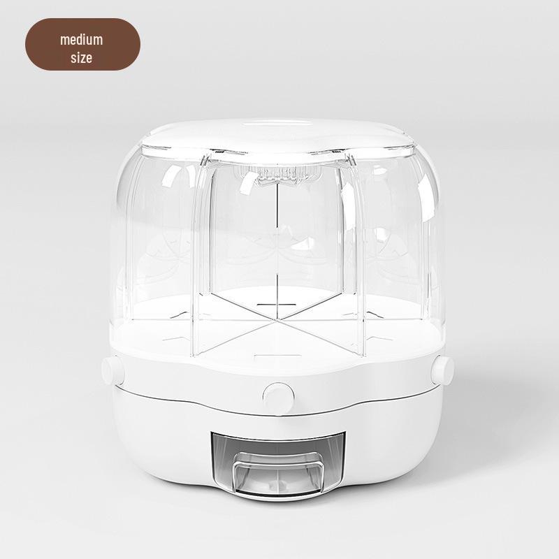 Rotating Rice Storage Bin: Insect & Moisture-Proof, Sealed Divided Grain Canister for Household Use