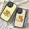 Cartoon Rilakkuma Bear Phone Case For iPhone 16 15 14 13 12 11 Pro Max Plus Shockproof Leather Cover