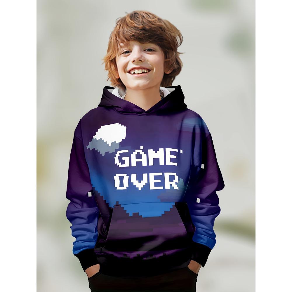 Ropa para niños, sudaderas con capucha para niños, manga larga, estampado de gamepad 3D, ropa para niños de primavera y otoño, ropa informal para exteriores, ropa elegante para niños y niñas, tops