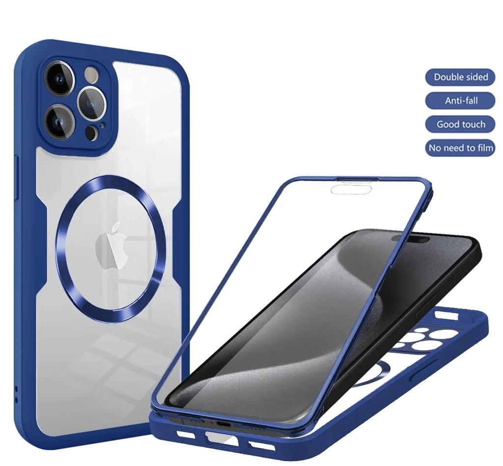 360-Grad-Displayschutzfolie für das iPhone 15 14 13 12 Pro Max 15Plus 14 Plus Magsafe Magnetische, klare, harte Rückabdeckung